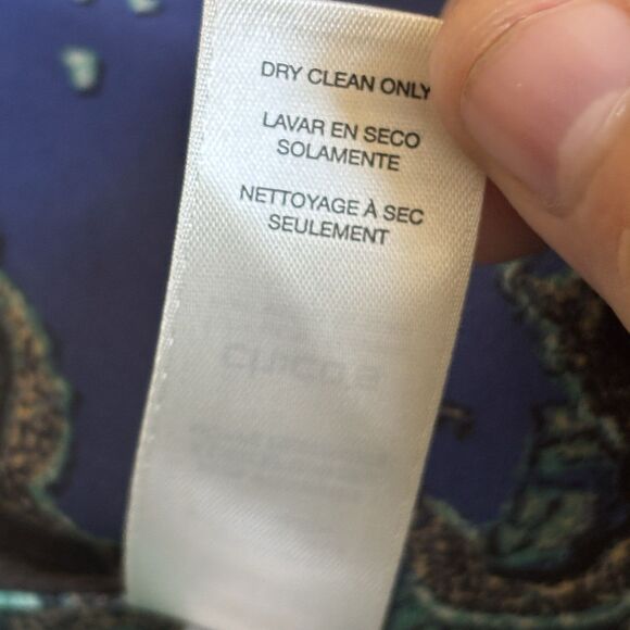 Chicos Open Wrap Top Asian Inspired Art to Wear SZ 1 Boho Blue Colorful Glam 90s - Picture 12 of 13